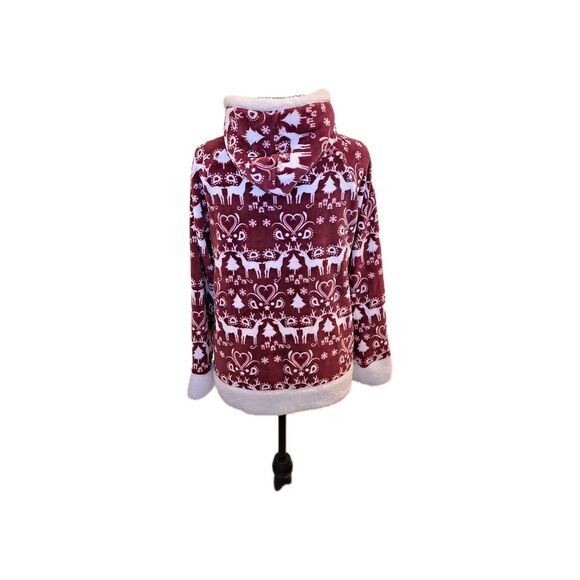 Frankie & Johnny Pajama Top Women's Size Small Plush Hoodie Burgundy Soft - Picture 3 of 8